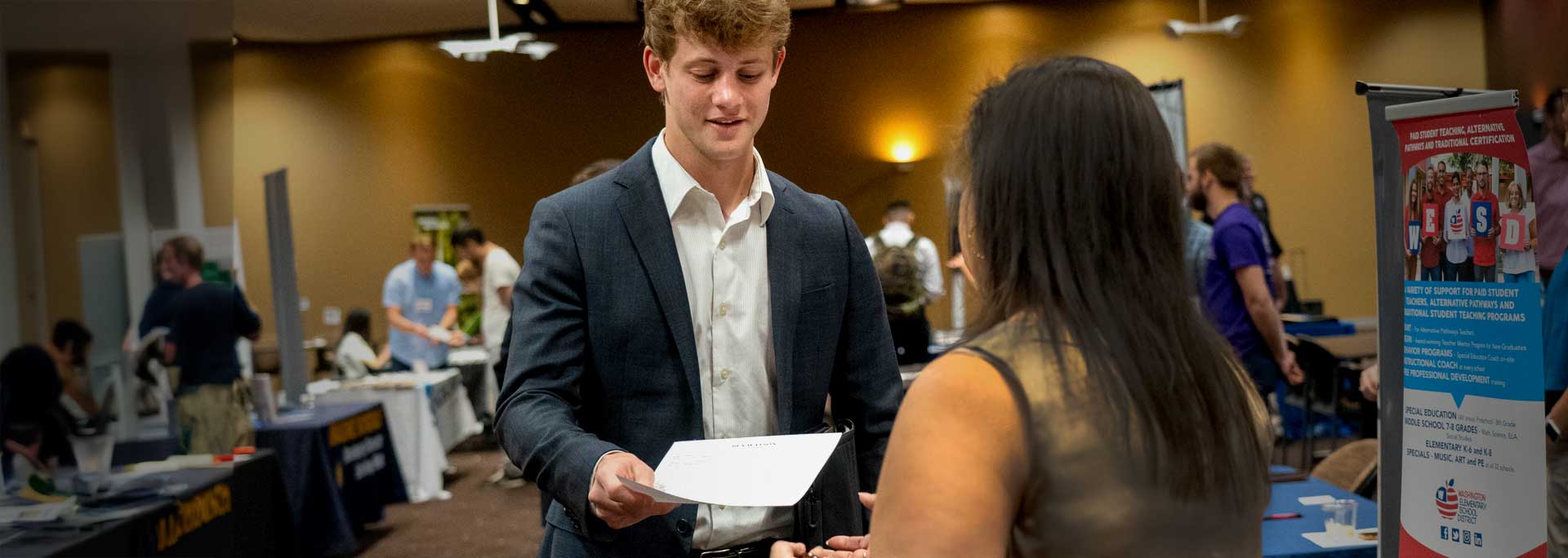 student at career fair