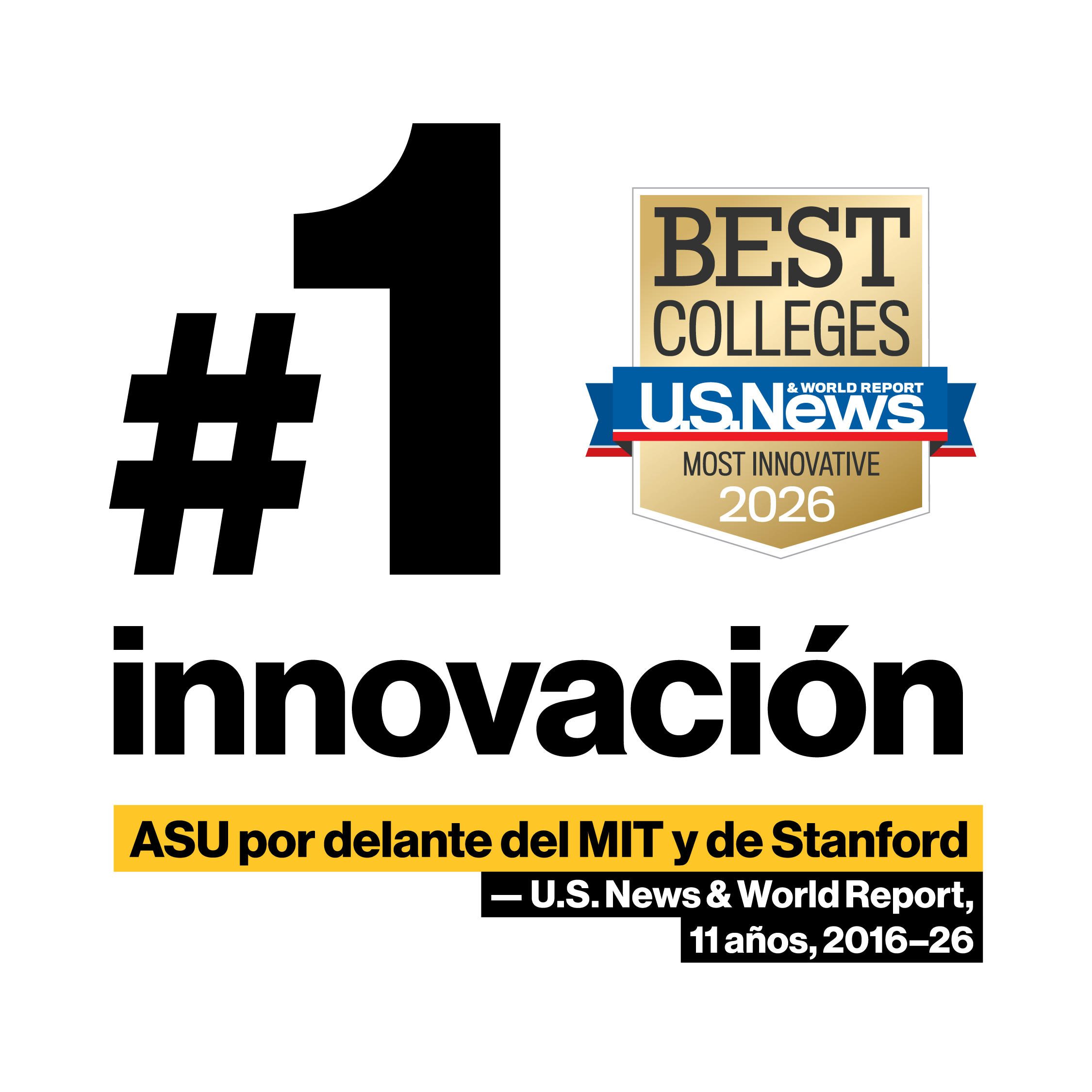 ASU Rankings #1 in innovation 2016–26 - Spanish